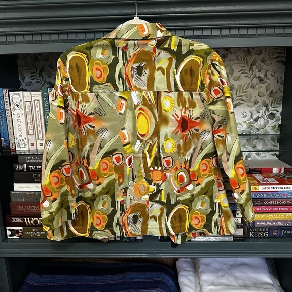 Kak Tus Artsy Button Front Women's Sz L 3/4 Sleeves Pockets Cotton Blend - Picture 8 of 9